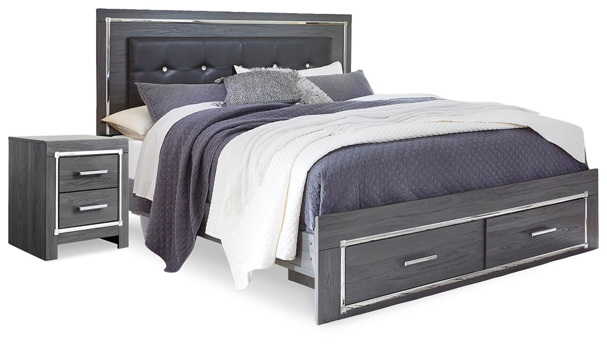 Lodanna Queen Storage Bed and Nightstand - Gray (2)