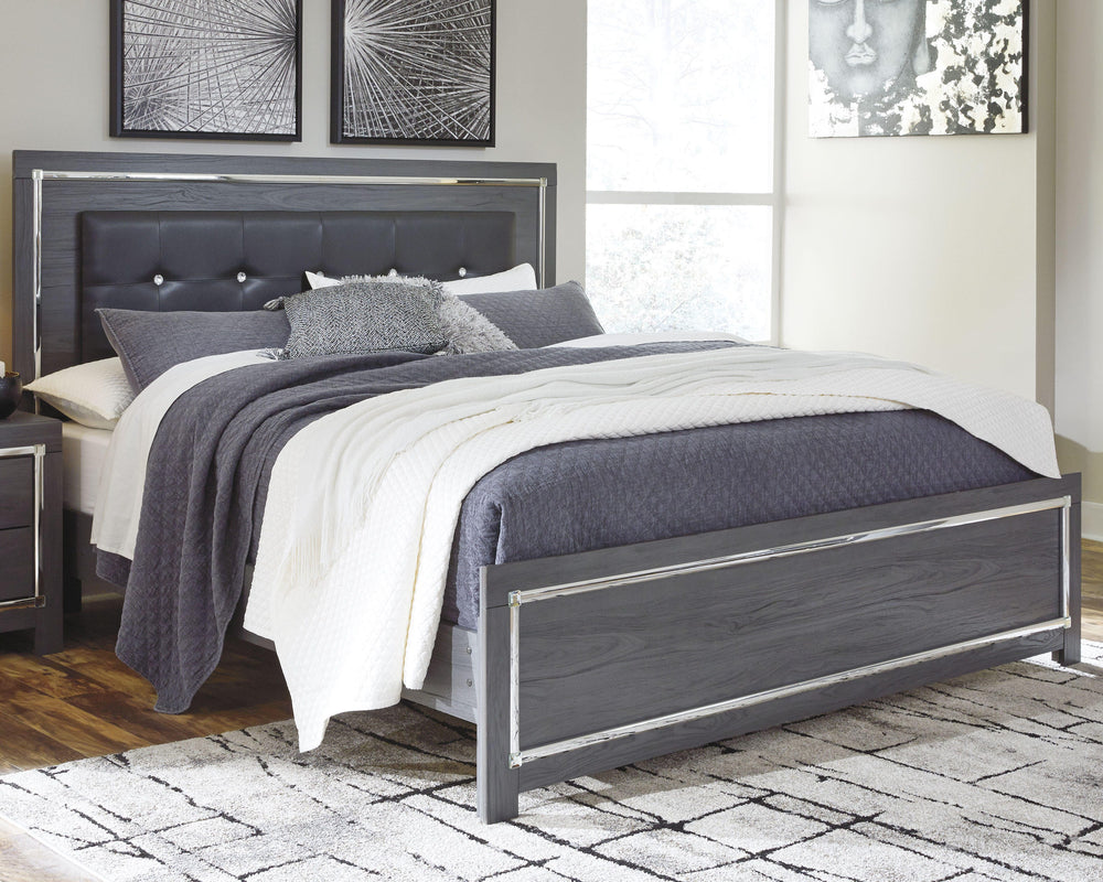 Lodanna King Upholstered Panel Bed, Dresser and Nightstand - Gray (8)