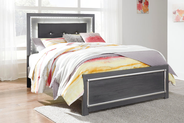 Lodanna Full Upholstered Panel Bed, Dresser, Mirror, and Nightstand - Gray (18)