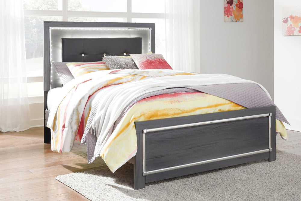 Lodanna Full Upholstered Panel Bed, Dresser, Mirror, and Nightstand - Gray (18)