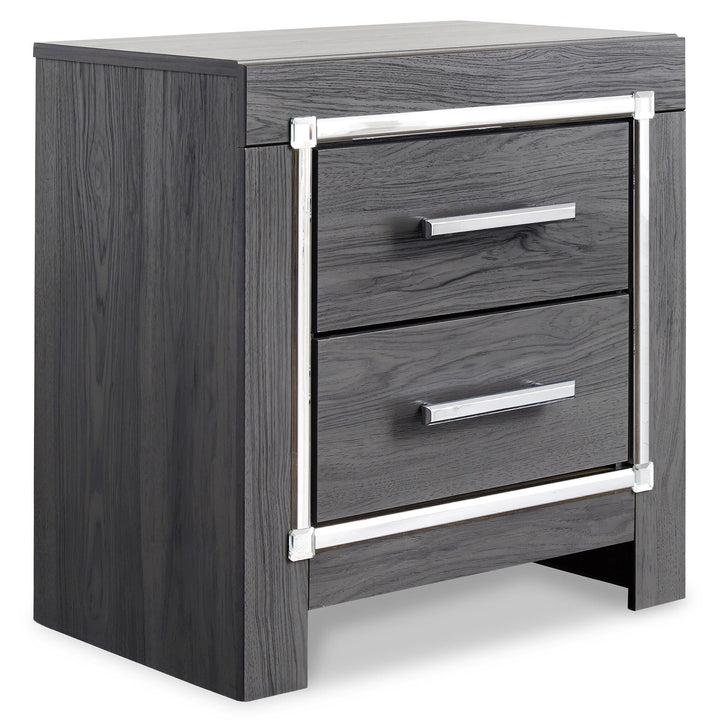 Lodanna King Upholstered Panel Bed, Dresser, Mirror and Nightstand - Gray (4)