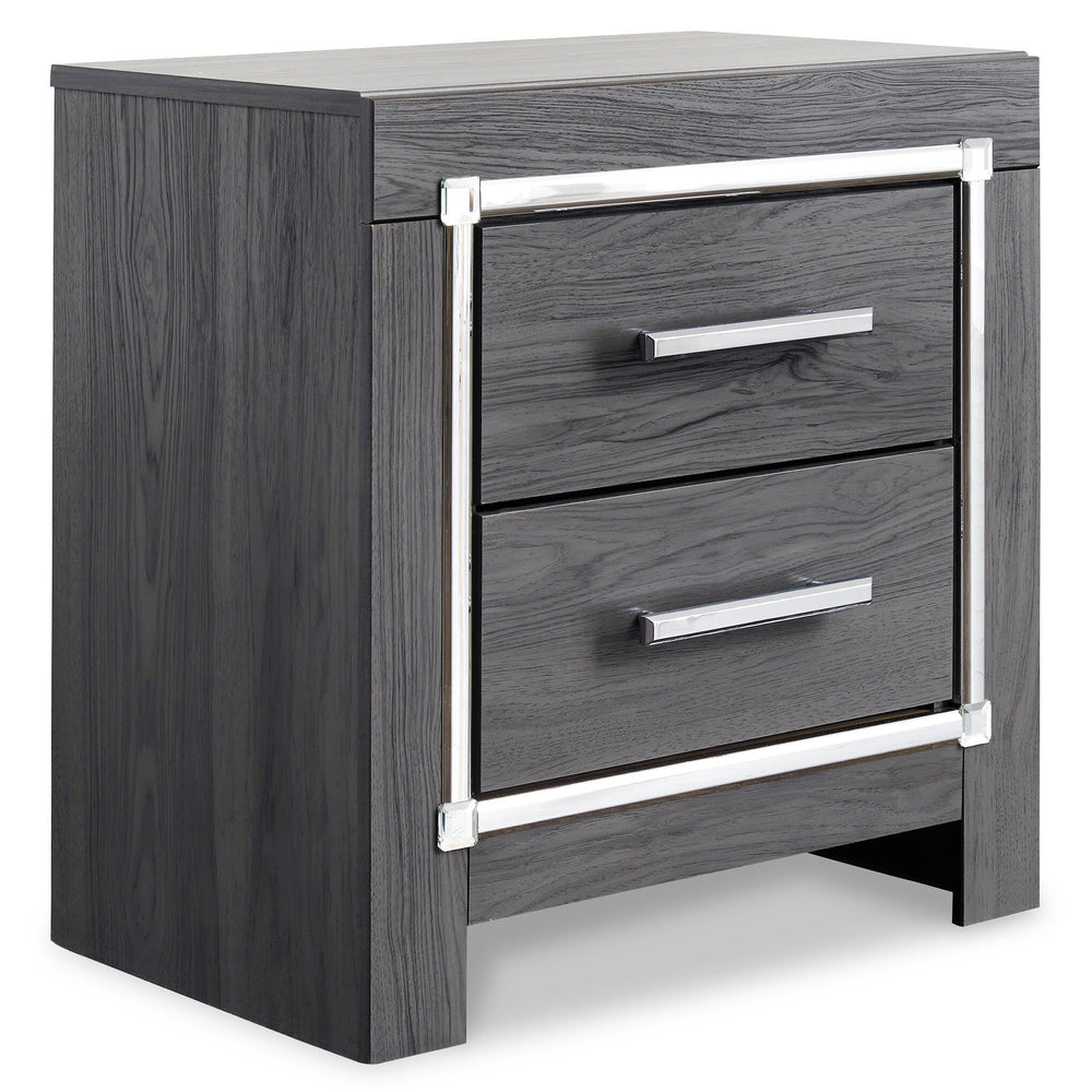 Lodanna King Upholstered Panel Bed, Dresser, Mirror and Nightstand - Gray (4)
