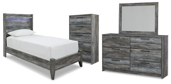Baystorm Twin Panel Bed, Dresser, Mirror and Chest (1)