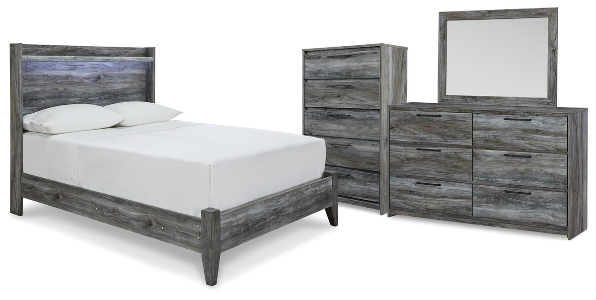 Baystorm Full Panel Bed, Dresser, Mirror and Chest - Gray (1)