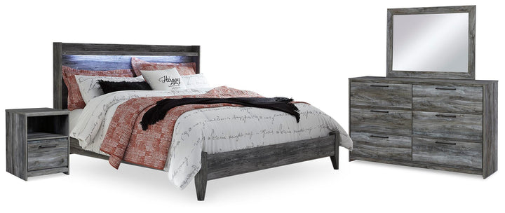 Baystorm King Panel Bed, Dresser, Mirror, and Nightstand - Gray (2)