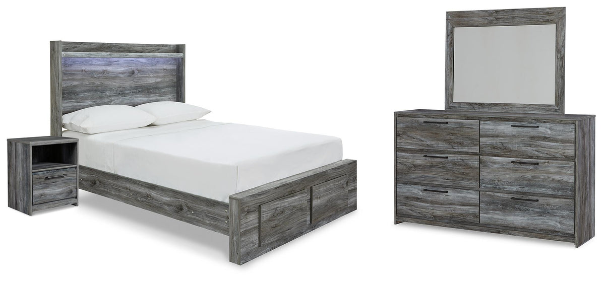 Baystorm Full Storage Bed, Dresser, Mirror and Nightstand - Gray (1)