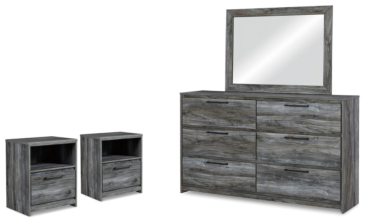 Baystorm Dresser, Mirror and 2 Nightstands - Gray (1)