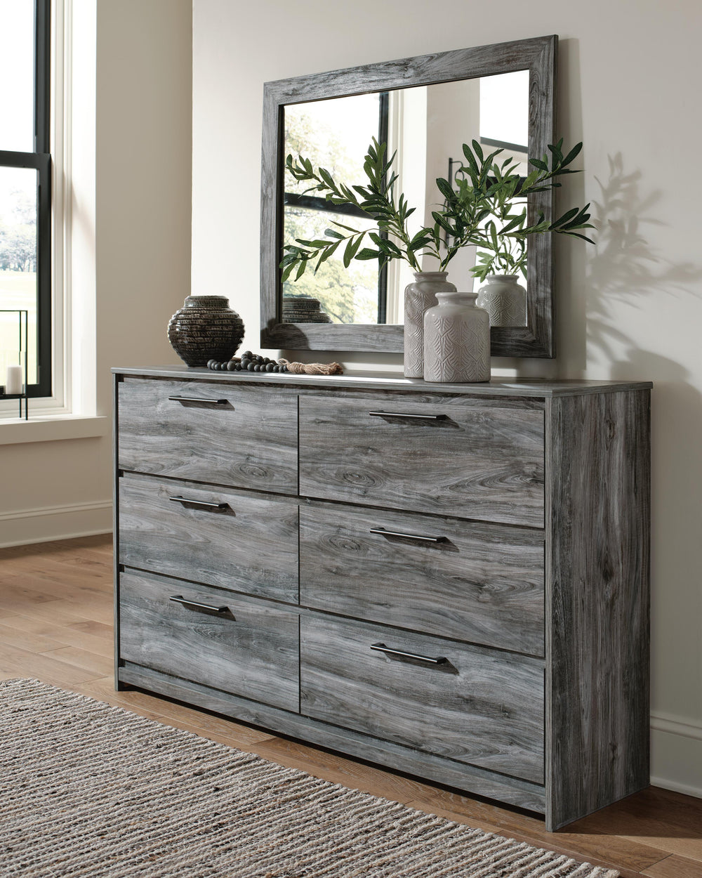 Baystorm King Storage Bed, Dresser, Mirror, Chest and 2 Nightstands - Gray (13)