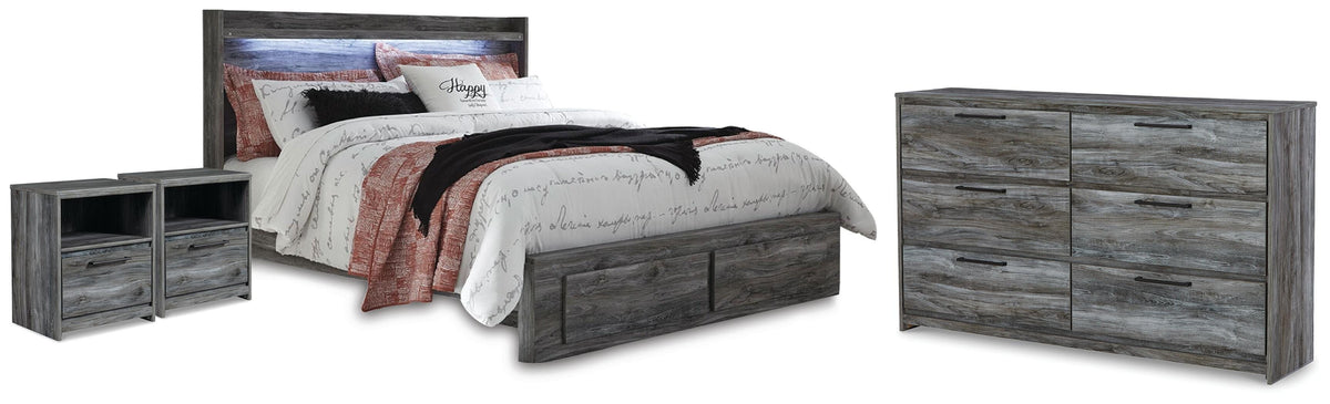 Baystorm King Storage Bed, Dresser and 2 Nightstands - Gray (1)