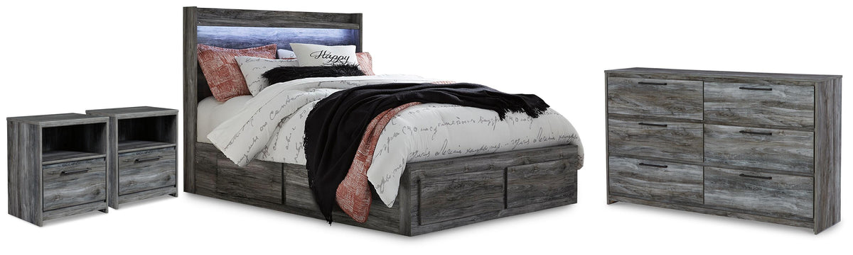 Baystorm Queen Panel Bed with Storage, Dresser and 2 Nightstands (1)