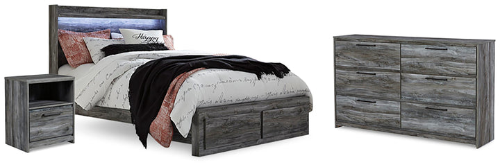 Baystorm Queen Panel Storage Bed, Dresser and Nightstand - Gray (1)