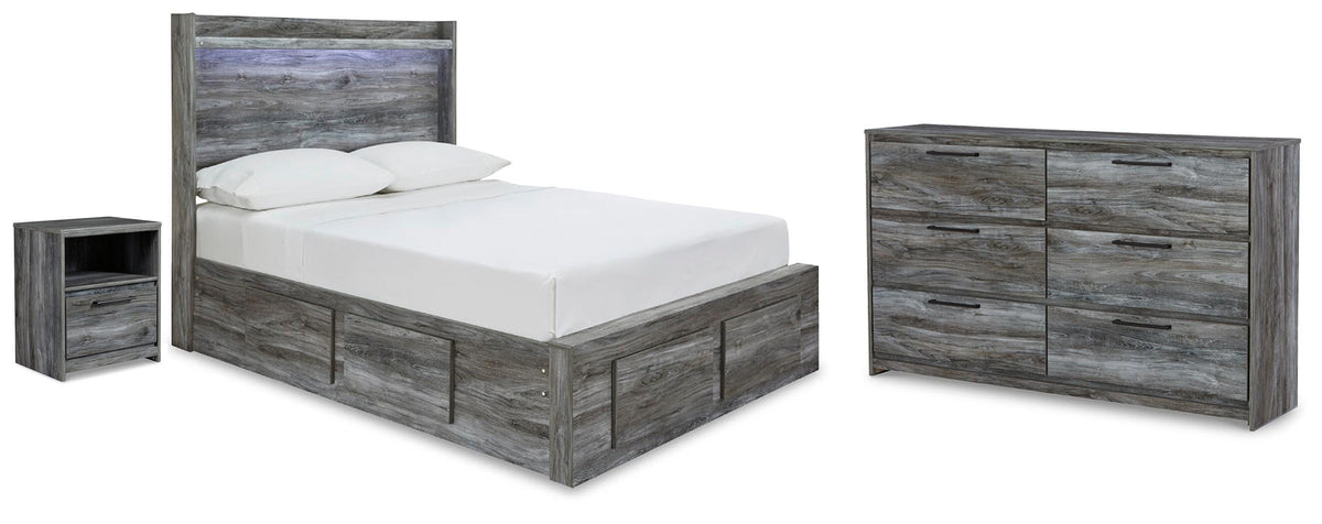 Baystorm Full Panel Storage Bed, Dresser and Nightstand - Gray (1)