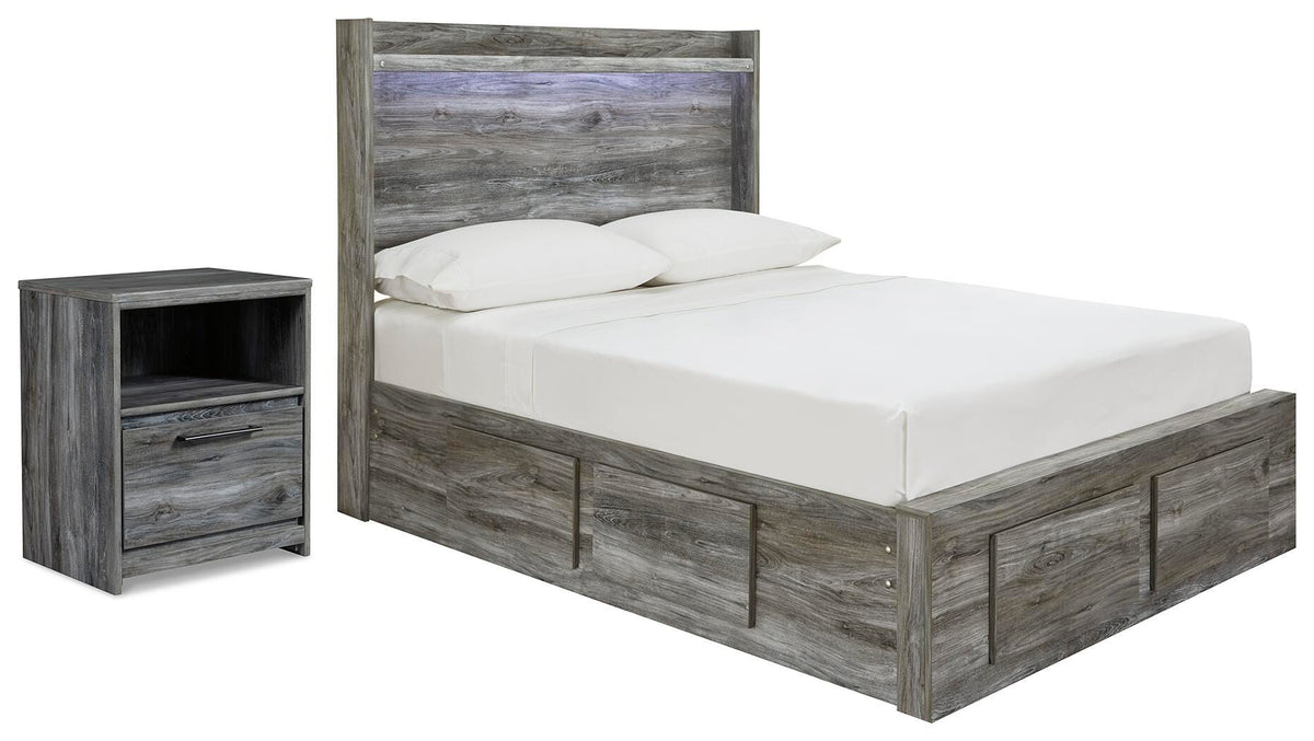 Baystorm Full Panel Storage Bed and Nightstand - Gray (1)