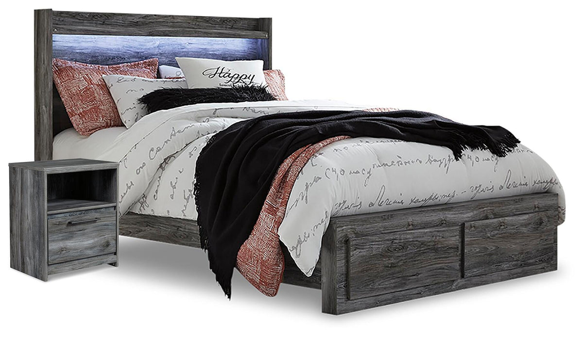Baystorm Queen Panel Storage Bed and Nightstand - Gray (1)
