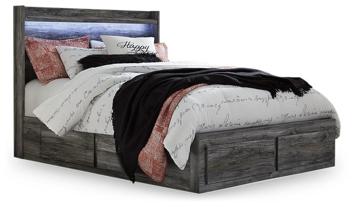 Baystorm Queen Panel Bed with 4 Storage Drawers - Gray (1)