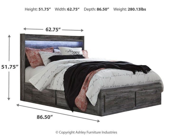Baystorm Queen Panel Bed with 2 Side Storage, Dresser, Mirror, and Nightstand - Gray (9)