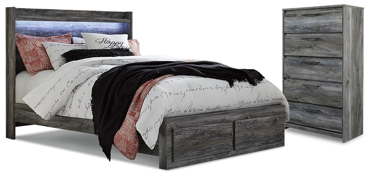 Baystorm Queen Panel Storage Bed with Chest - Gray (2)