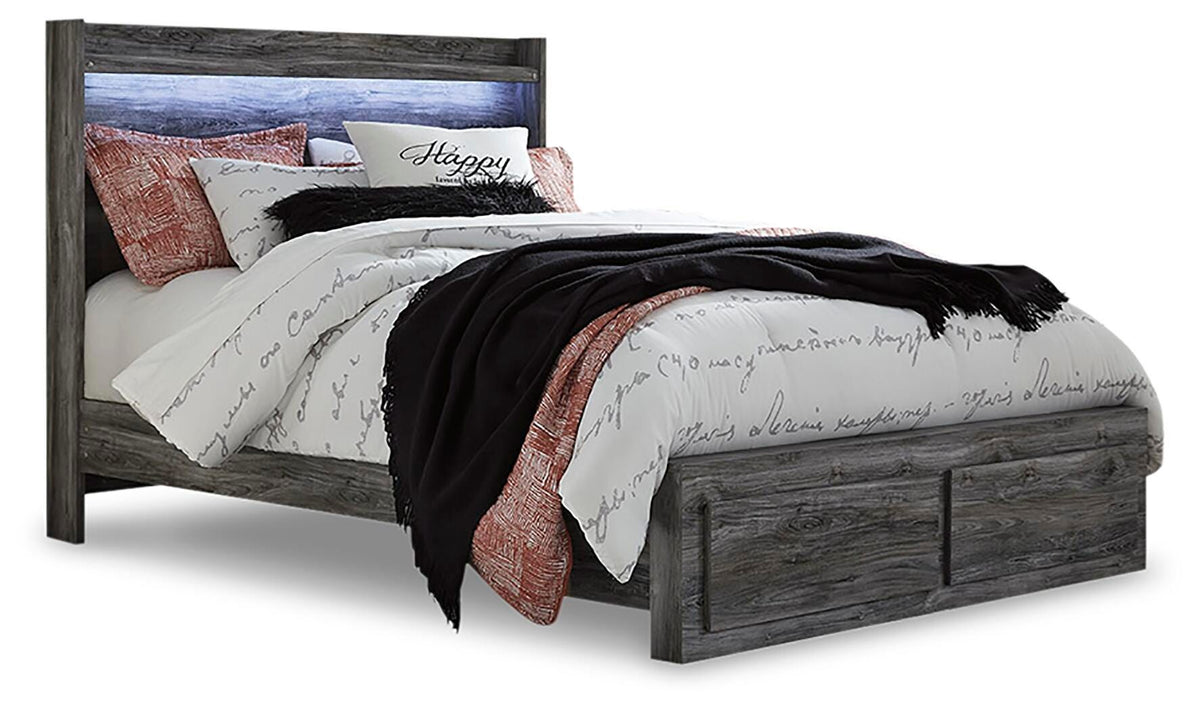 Baystorm Queen Panel Bed with 2 Storage Drawers - Gray (1)