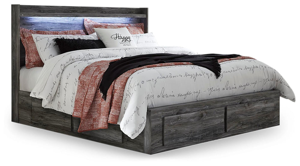 Baystorm King Panel Bed with 6 Storage Drawers - Gray (1)
