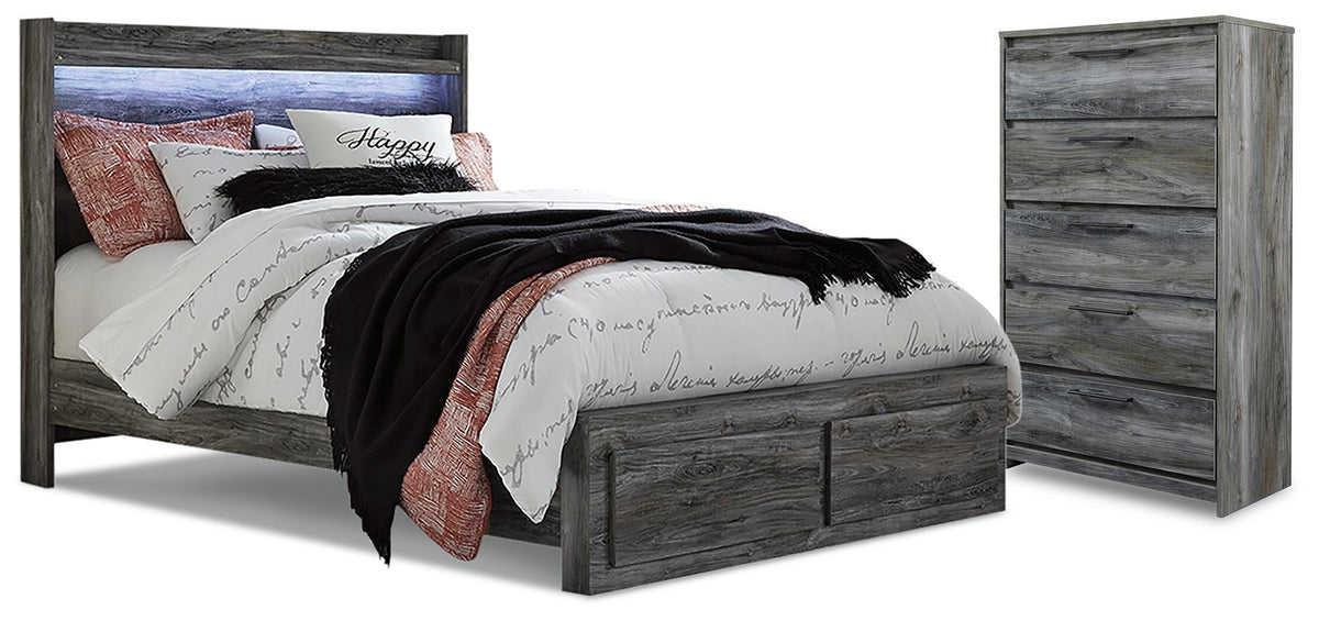 Baystorm King Panel Storage Bed with Chest - Gray (2)