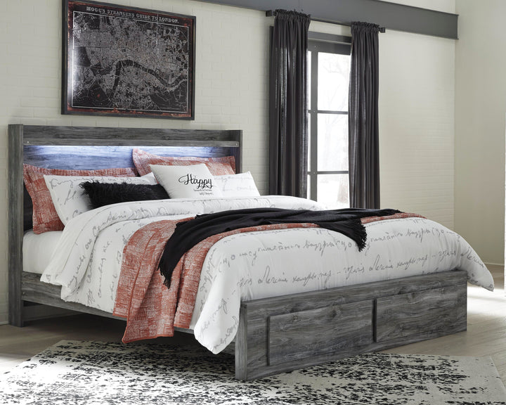Baystorm King Panel Storage Bed and 2 Nightstands - Gray (9)
