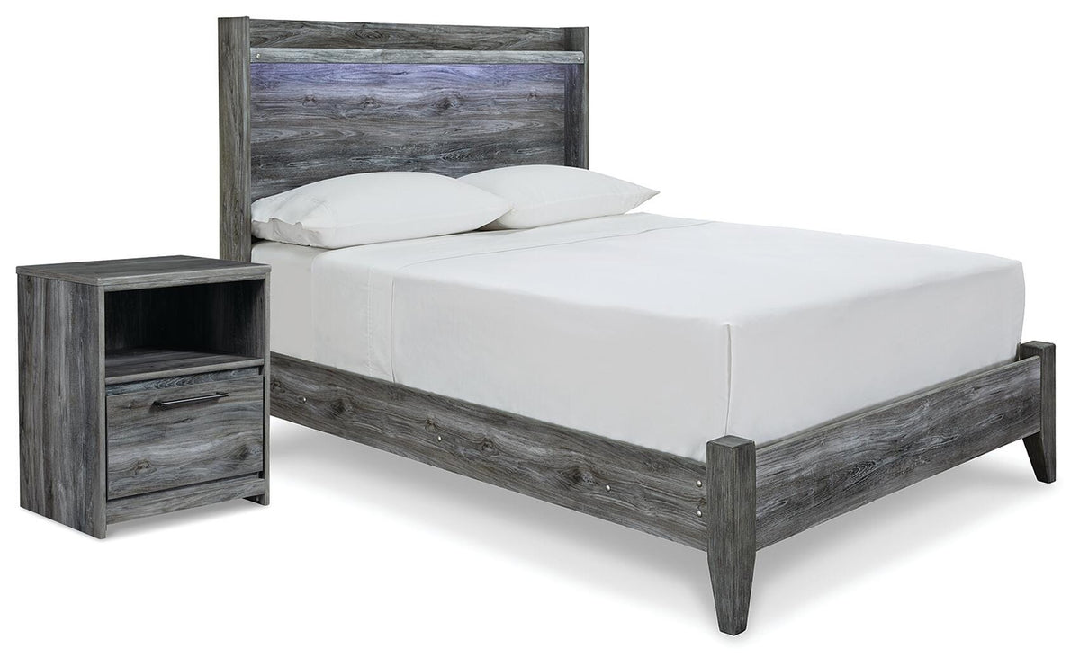 Baystorm Full Panel Bed and Nightstand - Gray (1)