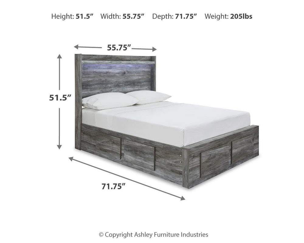 Baystorm Full Panel Bed with 4 Storage Drawers - Gray (4)