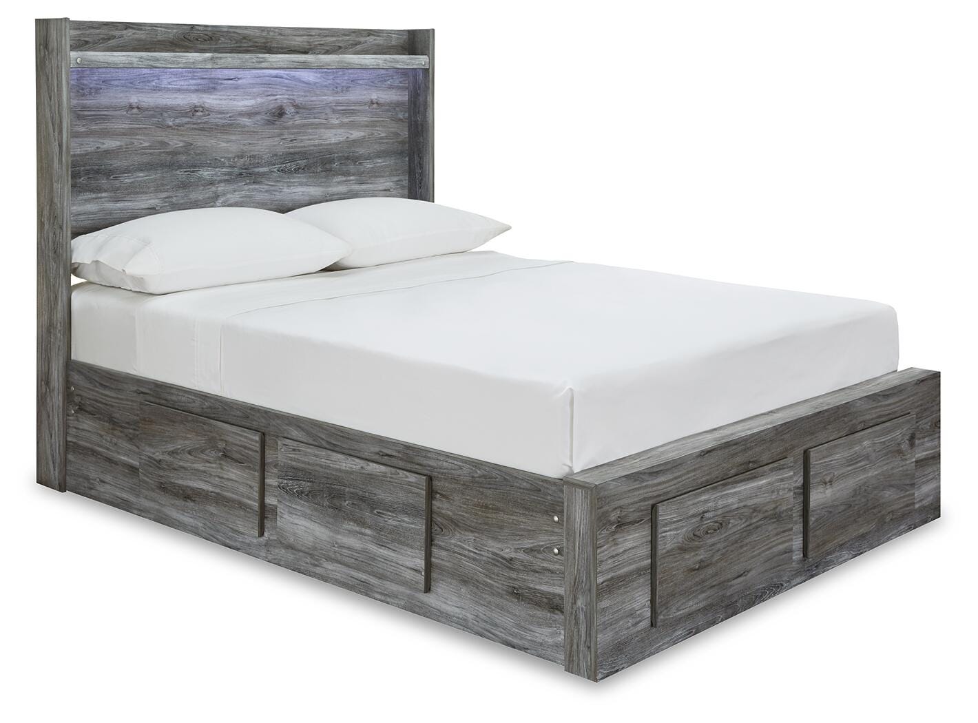 Baystorm Full Panel Bed with 4 Storage Drawers - Gray (1)