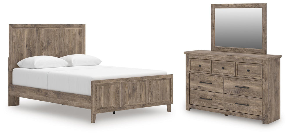 Rusticott Queen Panel Bed, Dresser and Mirror (1)
