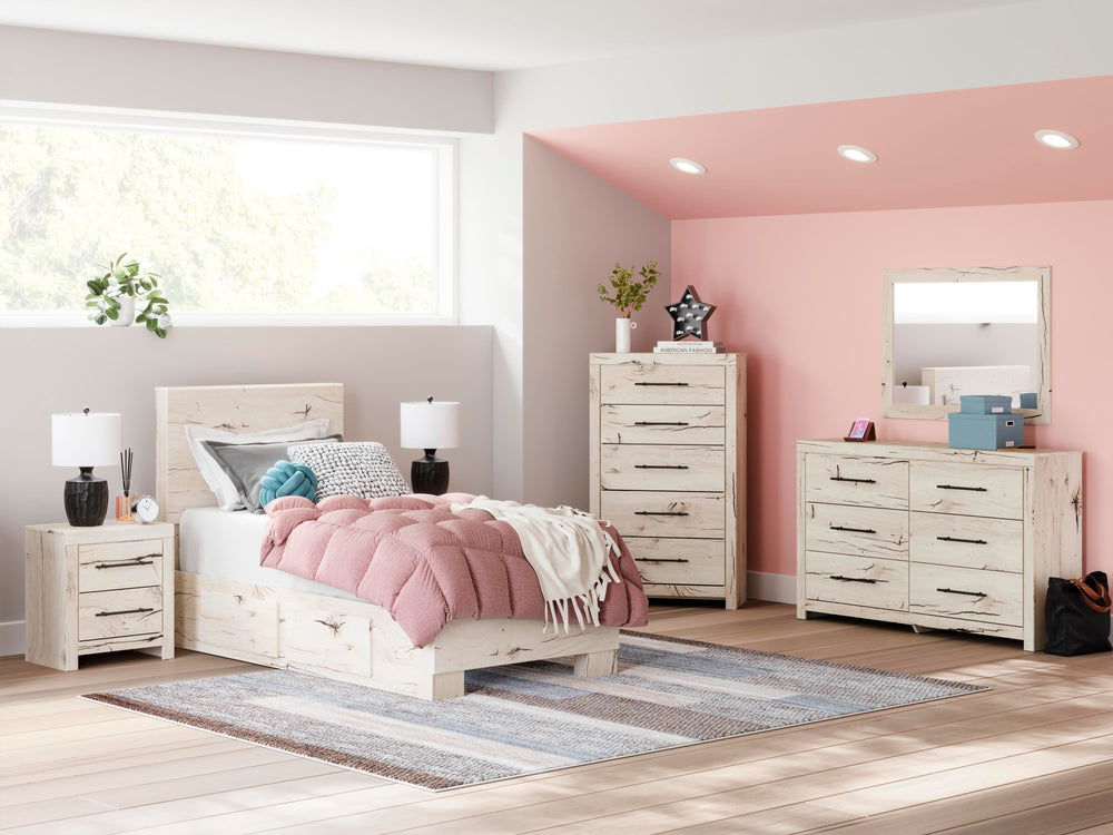 Lawroy Twin Panel Bed with Storage - Beige (10)