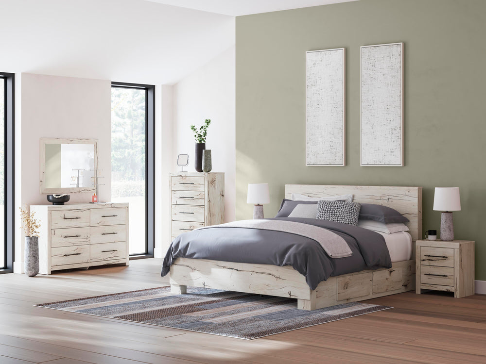 Lawroy King Panel Bed with Storage - Light Natural (10)