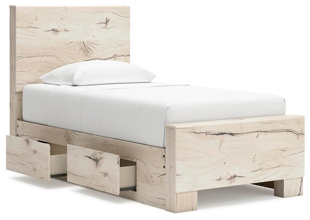 Lawroy Twin Panel Bed with Storage - Beige (3)