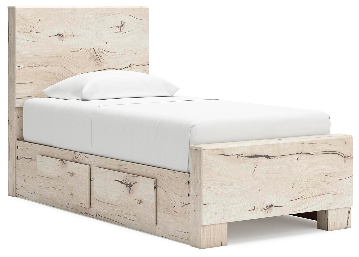 Lawroy Twin Panel Bed with Storage - Beige (2)