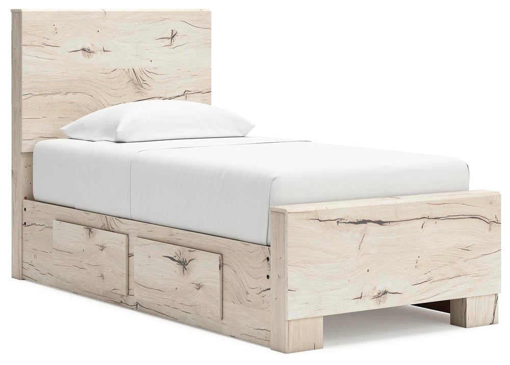 Lawroy Twin Panel Bed with Storage - Beige (2)