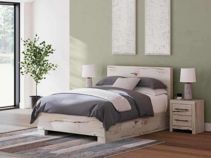 Lawroy Full Panel Bed with Storage - Light Natural (2)