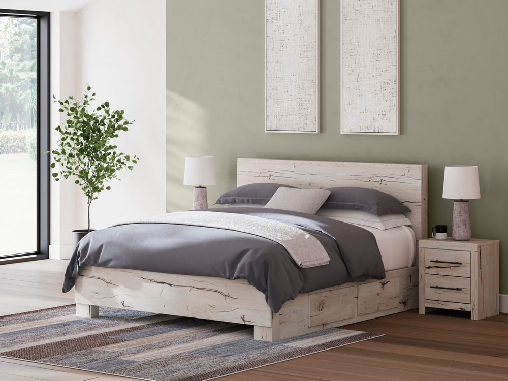 Lawroy King Panel Bed with Storage - Light Natural (1)