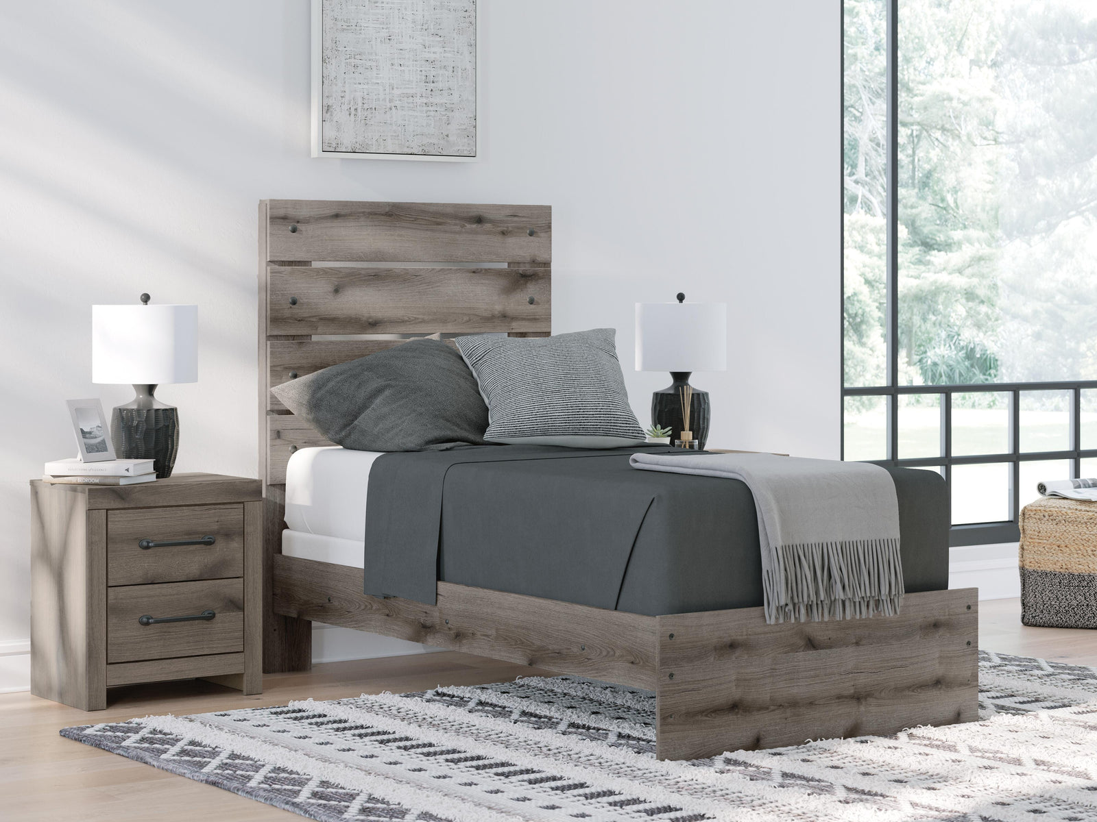 Graystorm Twin Panel Bed - Dark Gray (2)