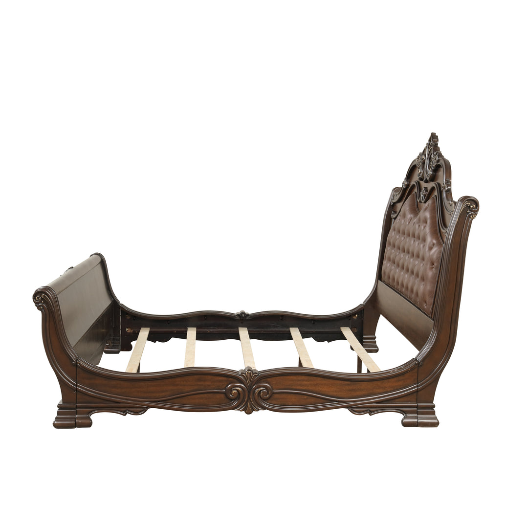 Bella Notte 5''0" Q Sleigh Footboard &  Slats- Mahogany Brown