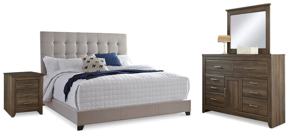 Dolante Queen Upholstered Bed, Dresser, Mirror and Nightstand - Multi (1)