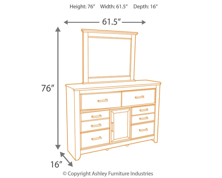 Juararo Queen Poster Bed, Dresser, Mirror, Chest and 2 Nightstands - Dark Brown (14)