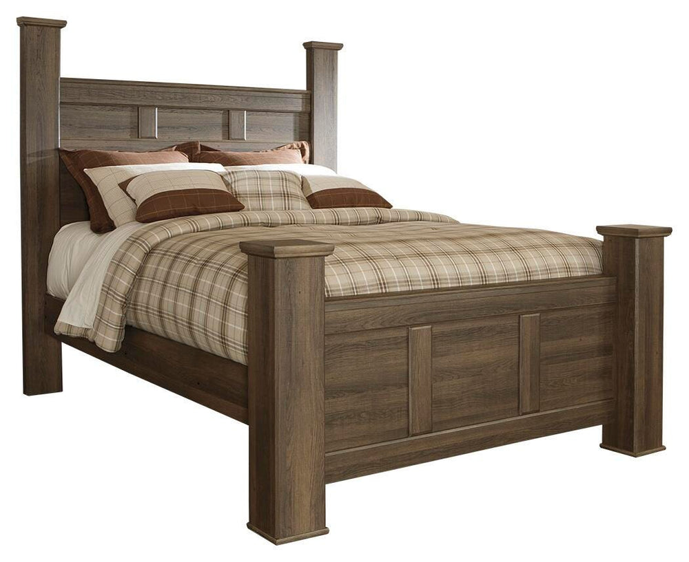 Juararo Queen Poster Bed, Dresser and Mirror - Dark Brown (3)