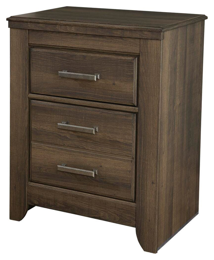 Juararo Queen Poster Bed with Mirrored Dresser and 2 Nightstands - Dark Brown (7)