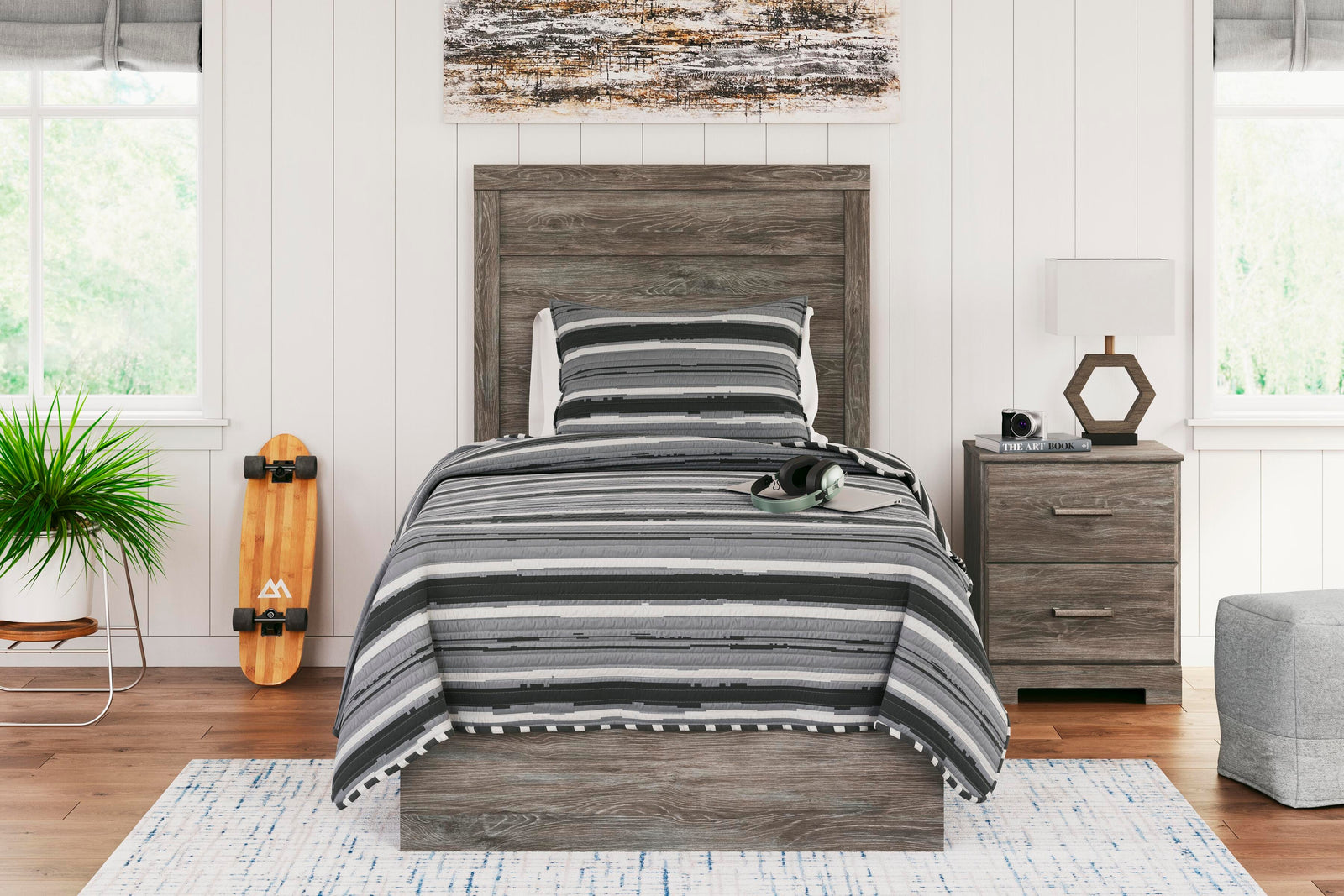 Ralinksi Twin Panel Bed - Dark Gray (2)