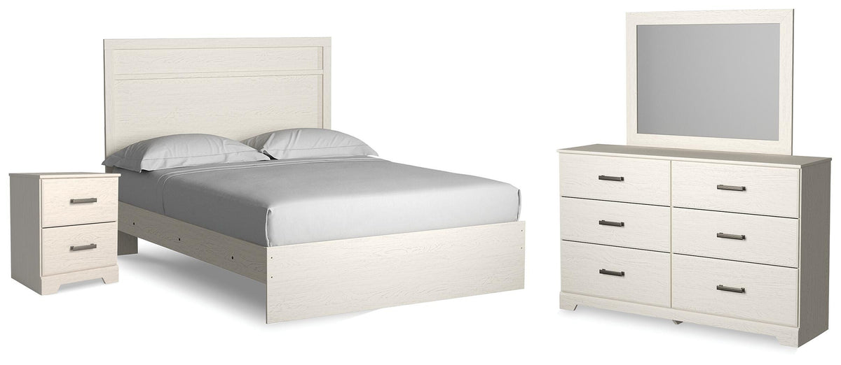 Stelsie Queen Panel Bed with Dresser, Mirror and Nightstand - White (1)