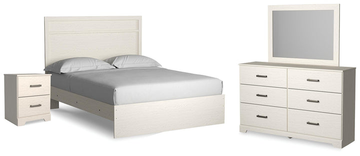 Stelsie Queen Panel Bed with Dresser, Mirror and Nightstand - White (1)