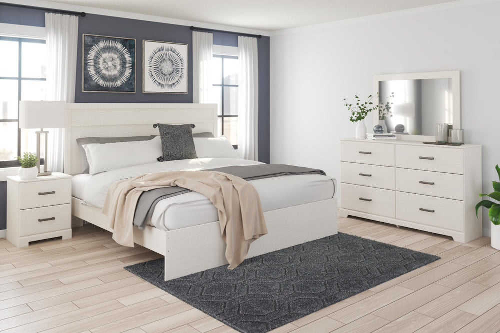 Stelsie King Panel Bed with Dresser, Mirror and Nightstand - White (12)