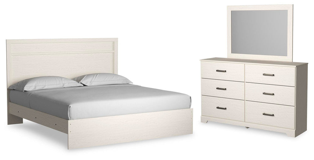 Stelsie King Panel Bed, Dresser and Mirror - White (1)