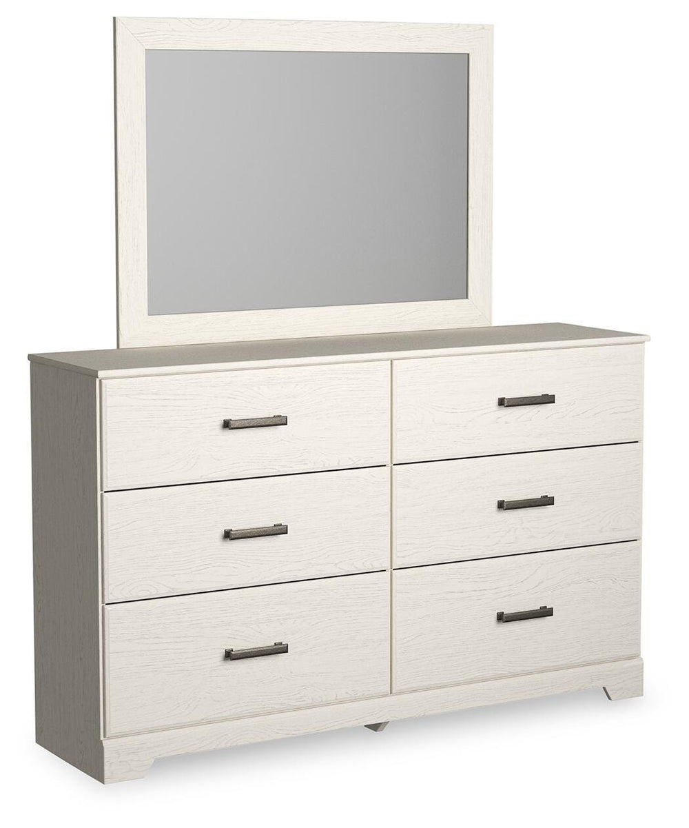 Stelsie King Panel Bed with Dresser, Mirror and Nightstand - White (3)