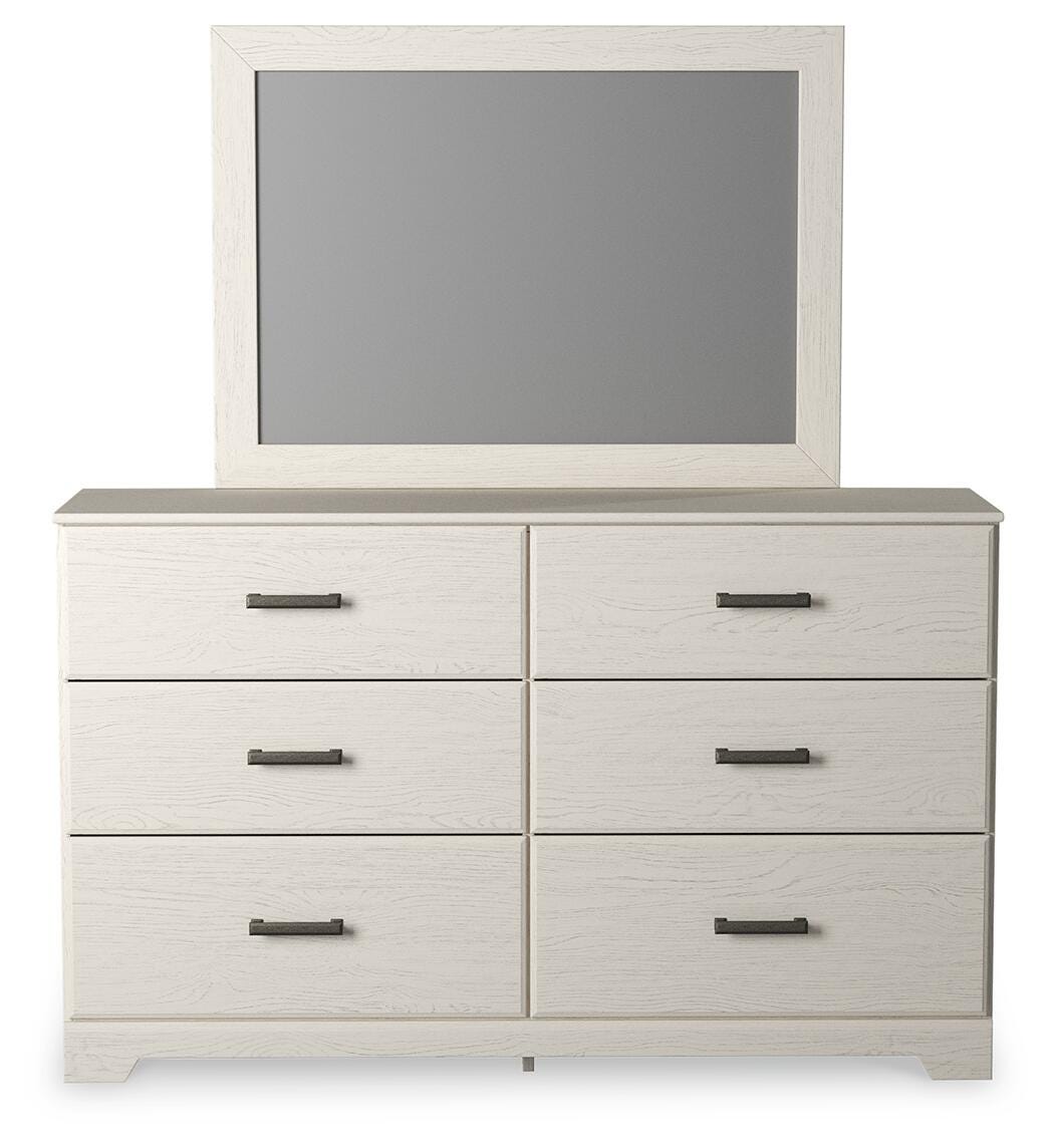 Stelsie Queen Panel Bed with Dresser, Mirror and Nightstand - White (2)