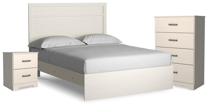 Stelsie Queen Panel Bed, Chest and Nightstand - White (1)